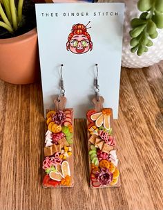 PRE ORDER Long Charcuterie Boards - Etsy Charcuterie Board Earrings, Charcuterie Earrings, Polymer Clay Ideas Aesthetic, Charcuterie Board Aesthetic, Aesthetic Items, Grazing Board, Weird Jewelry, Funny Earrings, Fest Outfits