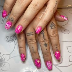 Pink jelly nails with hearts and Kirby designs Kirby Nails, Oc Aesthetic, Girl Nails, Girls Nails, Dream Nails, Nail Inspiration, Big Girl, Nails Ideas, Kirby