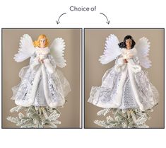 two pictures of the same angel with white wings