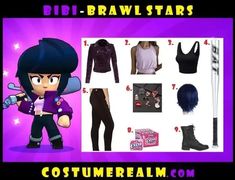 an image of some clothes and accessories in the style of cartoon character bobi - brawl stars