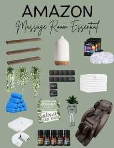 an assortment of items that include massage products, and other things to use for the body