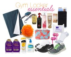 the gym locker essentials are organized and ready to be packed into someone's bag