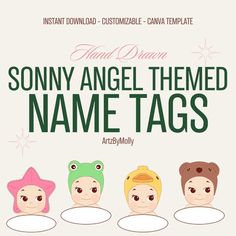 an image of some cartoon characters with name tags on their heads and the words, tony angel