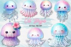 cute jellyfish clipart set