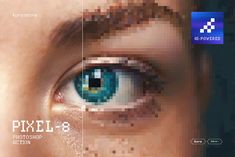 a close up of a person's eye with pixels on it