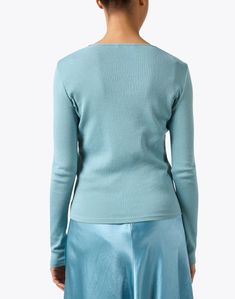 Vince elevates everyday essentials, and this top is no exception. Crafted from 100% pima cotton, the ribbed silhouette is rendered in an aqua blue hue that's perfect for the new season. Wear it with a coordinating skirt for a monochromatic look or tuck it into jeans for a variety of chic styling options. Skirt And Top Dress, Everyday Essentials, Blue Hues, Pima Cotton, Skirt Top, Aqua Blue, New Season, Shirt Outfit, Dress Accessories