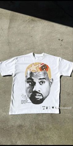 White Tshirt Design Ideas, Aesthetic T Shirt Design, Kanye T Shirt, Streetwear Clothing Design, Kanye West Shirt, Mode Hippie, Street Fashion Men Streetwear, Selling Clothes