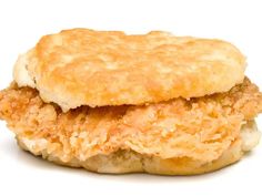 a close up of a biscuit sandwich on a white background with clippings