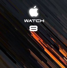 an apple logo is shown on the screen with orange and black lines in the background