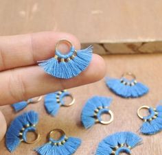 Cheap Green Earrings With Latkans, Cheap Festive Hoop Earrings With Latkans, Green Tassel Earrings, Blue Tassel Earrings, Gold Ear Jacket, Bijoux Fil Aluminium, Tassel Earring, March Birthstone Jewelry, Small Fan