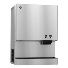 a stainless steel refrigerator with water dispenser attached to the front and bottom