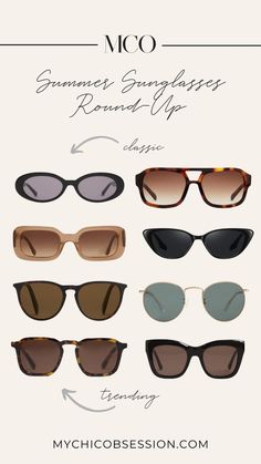 Sunglasses aren’t only a stylish accessory for summer, they’re also important to protect your eyesight for years to come. Practical and chic! Which pair would you wear this summer? Black Aviators, Summer Sunglasses, Stylish Sunglasses, Fashion Mistakes, Style Mistakes, Look Chic, Parisian Style, Stylish Accessories, Preppy Style