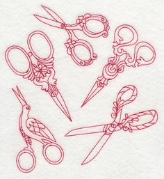 the scissors have been drawn in red on white paper