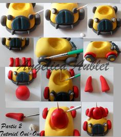 a series of pictures showing how to make fondant cars