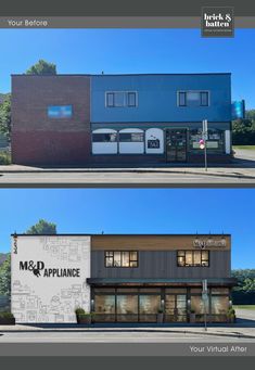 two pictures of the same building with different windows