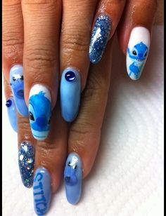 s Disney Gel Nails, Silver Acrylic Nails, Chloe Nails, Posh Nails, Yellow Nails Design, Tie Dye Nails