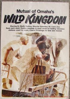 an advertisement for the wild kingdom featuring two men in white clothing and one is holding a basket