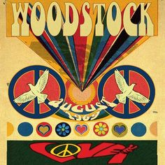 an advertisement for wood stock with peace and doves on the front, surrounded by symbols