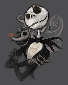 a drawing of jack skellingy from the nightmare before it was dark and drab