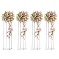 PRICES MAY VARY. Clear Acrylic Wedding Flower Stand- 4pcs flower stands for weddings are made of high-quality transparent acrylic material, crystal texture acrylic material with excellent texture, not easy to break and deformation. Acrylic wedding flower frames give a senior sense to everyone, which will make your wedding or party more fashionable and unique. Stable Rectangle Cube Design - The table centerpiece wedding flower stands are with the classic columnar cube design for strong stability. Standing Floral Arrangements, Wedding Table Decorations Elegant, Wedding Flower Vase, Tall Flower Vase, Geometric Centerpiece, Crystal Texture, Tall Wedding Centerpieces, Bridesmaid Invitation, Tall Flowers