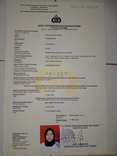 a document with an image of a woman's face on it