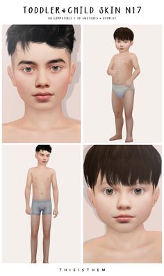 four different images of the same child's face and body, each with their own image