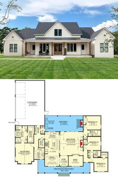 the floor plan for this ranch house is very large and has lots of room to put in