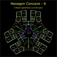 Architecture & housing design history - The world of Teoalida Hexagon Building, Hexagon Tower, Group Housing, Architecture University, Floorplan House, Hotel Layout