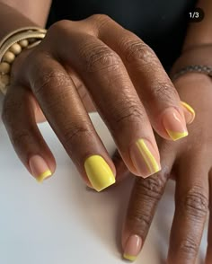 Nude Nails With Color Design, Half Nail Design Ideas, Color Acrylic Nail Designs, Nails With Charms Black, School Nails Short, Trendy Nails Yellow, Back To School Nails Short, Coils On Natural Hair, Nails For Dark Skin