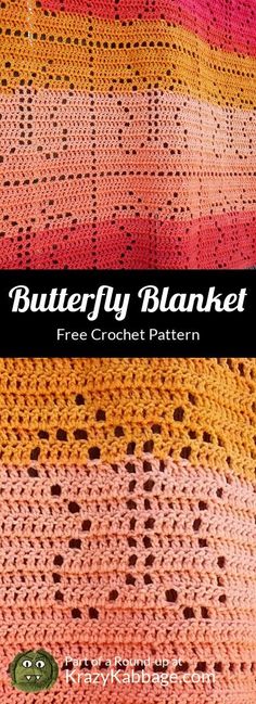 a crocheted blanket with the words butterfly blanket on it