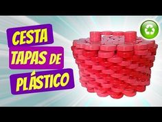 a video game with stacks of plastic cups in the shape of a trash can and words that read, cesta tapas de plastico