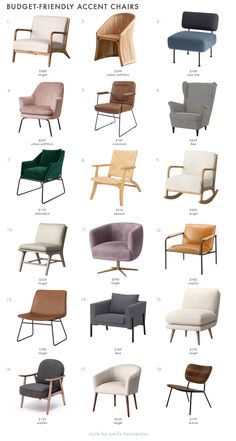 the different types of chairs that are available for purchase in this listing is shown below