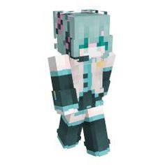 an image of a minecraft creeper standing in front of a white background with blue and pink accents