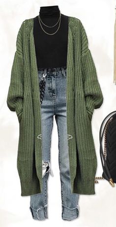 Mode Hippie, Clothes Tutorial, Pastel Outfit, Tutorial Crochet, Green Cardigan, Winter Trends, 가을 패션