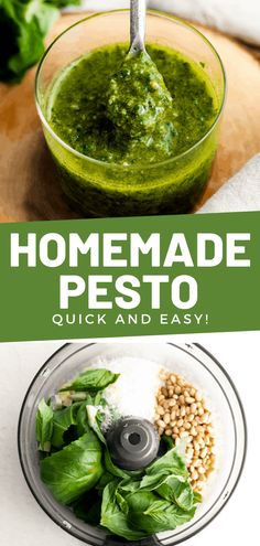 homemade pesto recipe in a food processor