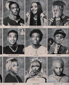 the many faces of young black men and women with different hair colors, hairstyles and piercings