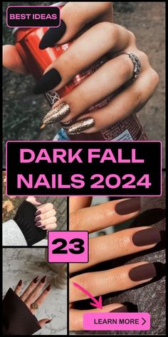 Feeling festive? These Fall-inspired nail designs will have you ready for all the seasonal celebrations. 🎃🍁🍂 #FallNailArt #SeasonalNails #FestiveNails #NailDesigns #NailGoals #NailInspiration #NailTrends #NailObsessed #NailAddict #NailFie #NailEnvy Short Nails Ideas Dip Powder, October Dipped Nails Ideas, Nail Ideas Almond Shape Black, Fall Dip Powder Nails Ideas, Fall Nails 2024 Black, Dip Powder Nail Art Ideas, Fall Nails Dip Powder Designs, Fall Nail Ideas Almond Shape, October Dip Nail Ideas