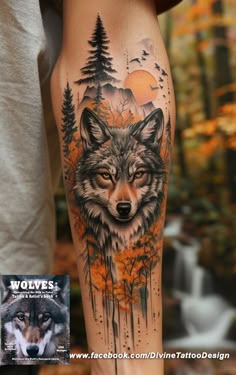 Wolf Tattoo Sleeve, Wild Tattoo, Tattoo Design Book, Unique Tattoo Designs