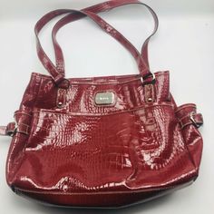 Liz and Co Red Alligator Texture Shoulder Bag Tote Pocketbook (ZZ) Big Bag, Big Bags, Pocket Book, Balenciaga City Bag, Dream Wardrobe, Alligator, Red Leather, Period, Purse