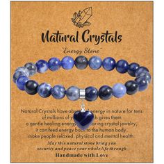 PRICES MAY VARY. [Perfect Jewelry Gifts for Mom] : This blue sodalite bracelet is a charming gift for the people you care about on Mothers day, Birthday, Valentine's Day, Anniversary, Christmas, etc. The natural gemstone bracelet paired with crystal heart-shaped accessories that express love and gratitude, gift boxes and cloth bags for your convenience as gifts. [Heart Charm Bracelet]: The heart shaped stone signifies loyalty, importance and uniqueness. It has romantic quality and is the first c Love Heart Bracelet, Sodalite Bracelet, Bracelets Style, Heart Bracelets, August Born, Turtle Gifts, Blue Beaded Bracelets, Bracelet Love, Blue Sodalite