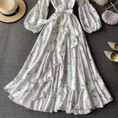 White V Neck Long Sleeve Dress Fashion Dress P339 Material: blended Color: white Size(cm): S, M, L, XL S length 134 bust 96 sleeve length 59 M length 135 bust 100 sleeve length 60 L length 136 bust 104 sleeve length 61 XL length 137 bust 108 sleeve length 62 White V Neck Long Sleeve, V Neck Long Sleeve Dress, Lantern Sleeve Dress, High Waist Dress, Modest Fashion Outfits, Lantern Sleeve, Dress Material, Looks Vintage, Modest Dresses