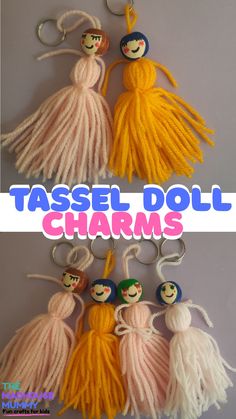 tassel doll charms are shown with the words tassel doll charms