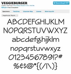 the font and numbers are displayed in this screenshote screen shot from veggieburger