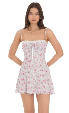 Lace Floral Front Tie Dress in White | LUCY IN THE SKY Fairy Fits, Laufey Concert, Front Tie Dress, Princess Fantasy, Preppy Inspo, Maladaptive Daydreaming, 2024 Wishlist, Clothing Wishlist, Jason Mraz