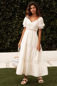 Peixoto Isabella Midi Dress | Anthropologie White Grad Dresses, Sundress Season, Fall Family Photo Outfits, Interesting Outfits, Family Photo Outfits, Grad Dresses, Quince Dresses, Midi Length Skirts, Mini Wrap Dress