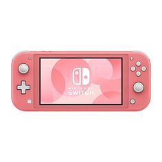 an image of a pink nintendo wii game system with the logo on it's screen