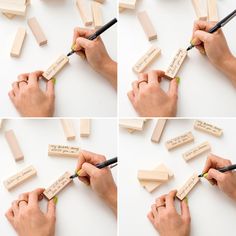 the process of making wooden blocks with markers