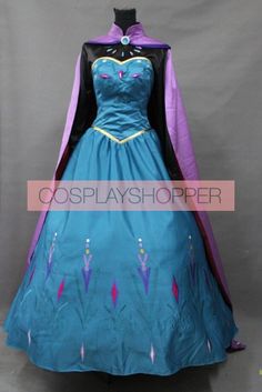 the frozen princess costume is shown in blue and purple