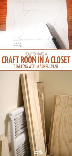 how to make a craft room in a closet starting with a simple plan and step by step instructions