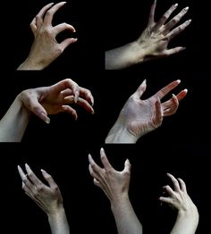 multiple images of hands reaching up and down to touch each other with their fingertipss